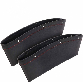 2 Pack Car Seat Gap Filler Premium PU Full Leather Seat Console Organizer