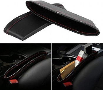 2 Pack Car Seat Gap Filler Premium PU Full Leather Seat Console Organizer