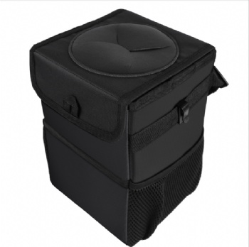 Car Trash Can with Lid with Storage Pockets Collapsible
