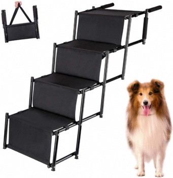 Car Dog Steps Foldable Staris Portable Metal Frame Pet Stairs