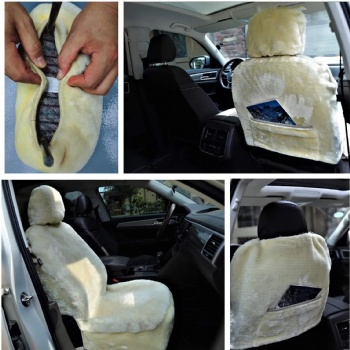 Beige Genuine Sheepskin Seat Covers