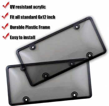 Breakable Smoked Bubble License Plate Covers And Frame With Screws