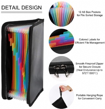 Fireproof Waterproof Safe Expanding File Folder Accordion Document Organizer