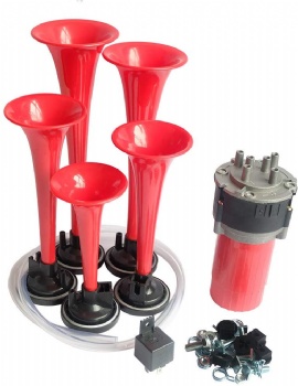 12V DC 5PCS Musical Loud Speaker Air Horn with Compressor