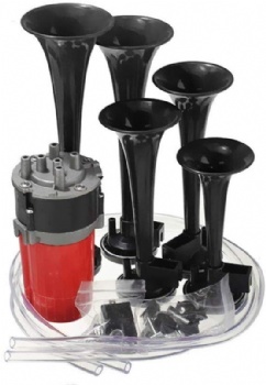 12V DC 5PCS Musical Loud Speaker Air Horn with Compressor