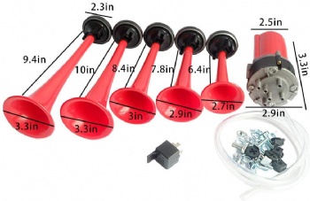 12V DC 5PCS Musical Loud Speaker Air Horn with Compressor