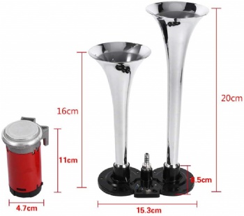 12V Double Trumpet Air Horn Kit with Compressor