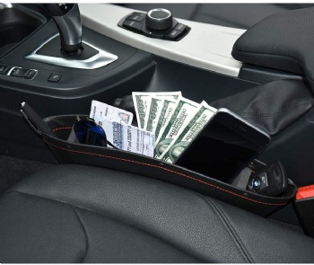 2 Pack Car Seat Gap Filler Premium PU Full Leather Seat Console Organizer