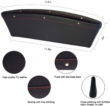 2 Pack Car Seat Gap Filler Premium PU Full Leather Seat Console Organizer