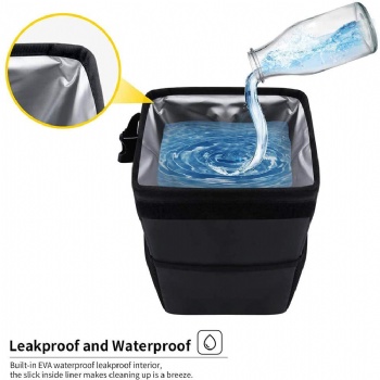 Car Trash Can with Lid with Storage Pockets Collapsible