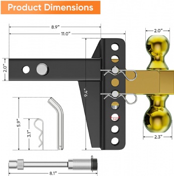Adjustable Trailer Hitch Ball Mount