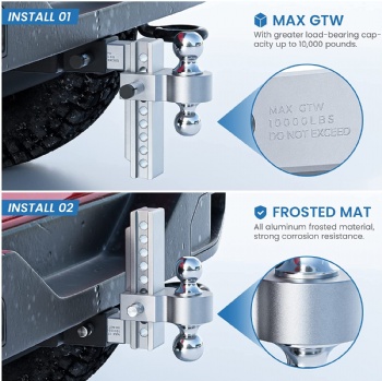 Aluminum Adjustable Trailer Hitch Ball Mount