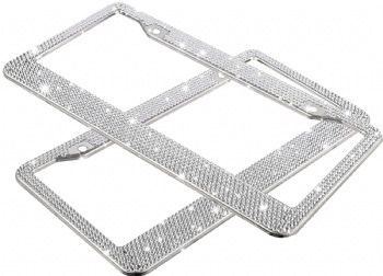 Shiny Bling License Plate Cover Frame  2 Pack