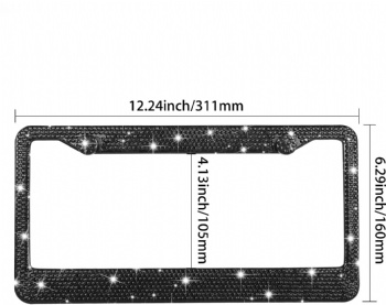 Shiny Bling Rhinestone License Plate Frame  2-Pack Black