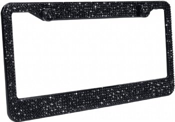 Shiny Bling Rhinestone License Plate Frame  2-Pack Black
