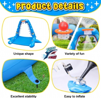 Inflatable Shark Sprinkler For Kids Outdoor Play